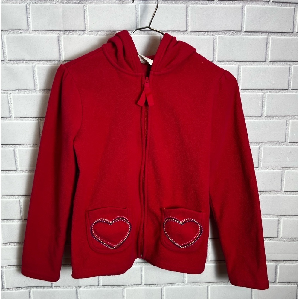 Crazy 8 Red girls pink zipper front closure hoodie Sweater L (10-12)